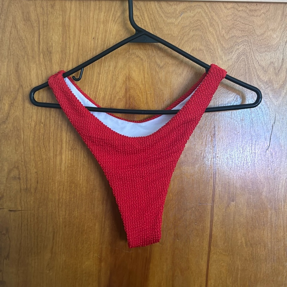 SHEIN RED RIBBED BIKINI BOTTOM